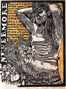 Image of Jerry B. Walters woodcut, Nevermore.